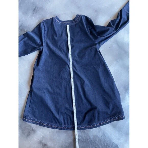 Soft Surroundings Stretch Denim Embroidery Tunic Jacket Sz PM Boho Button Front - Picture 10 of 11